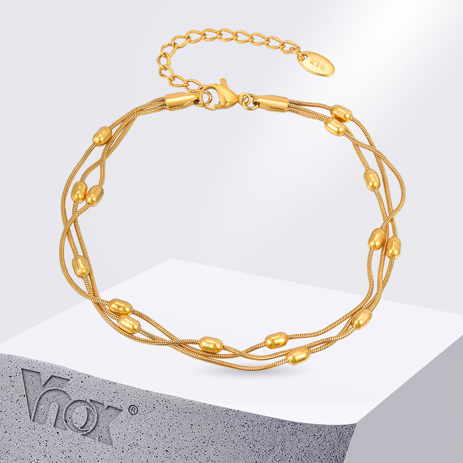 Jc Jewelry & Watches Photos - Vnox Gelang Rantai Ular Tiga Lapis