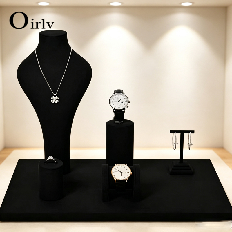 Jewelry And Watches Stores - Oirlv Set Display Perhiasan Hitam, Penyangga
