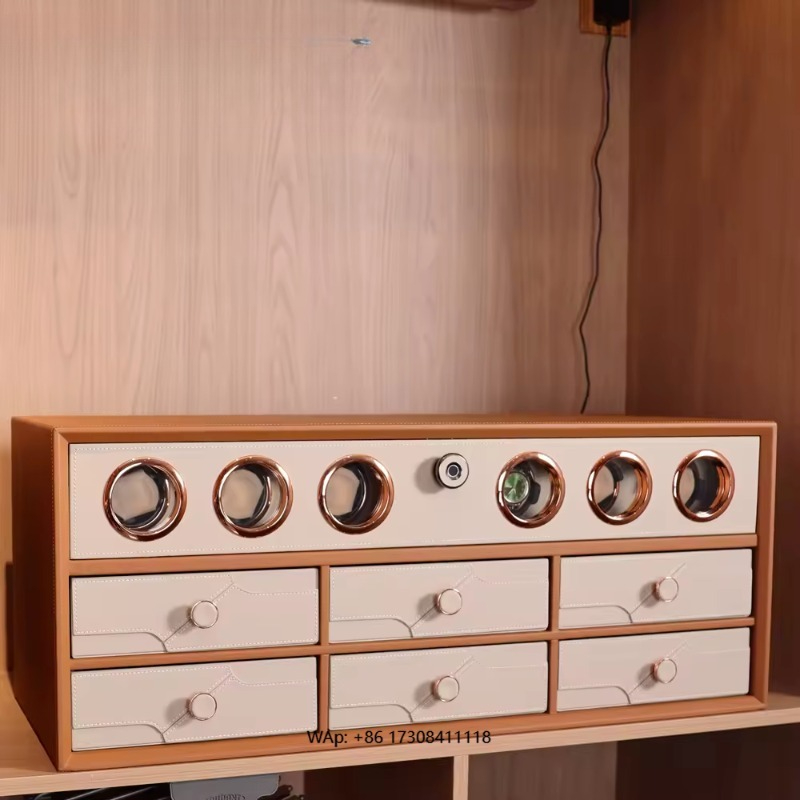 Automatic Watch Winder - Kotak Penyimpanan Kayu Otomatis untuk 6