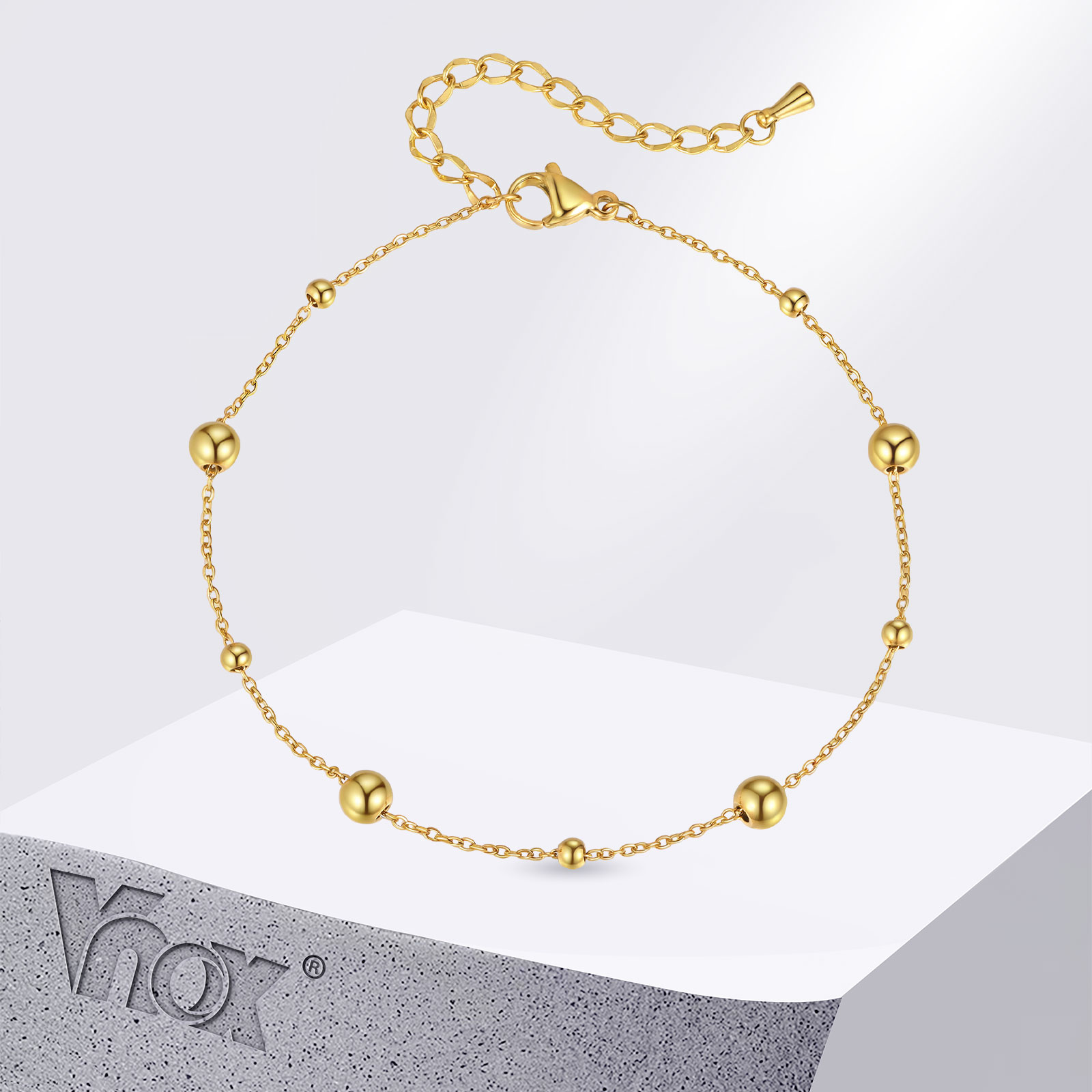 Jc Jewelry & Watches Photos - Vnox Gelang Kaki Manik-manik Kecil Baja