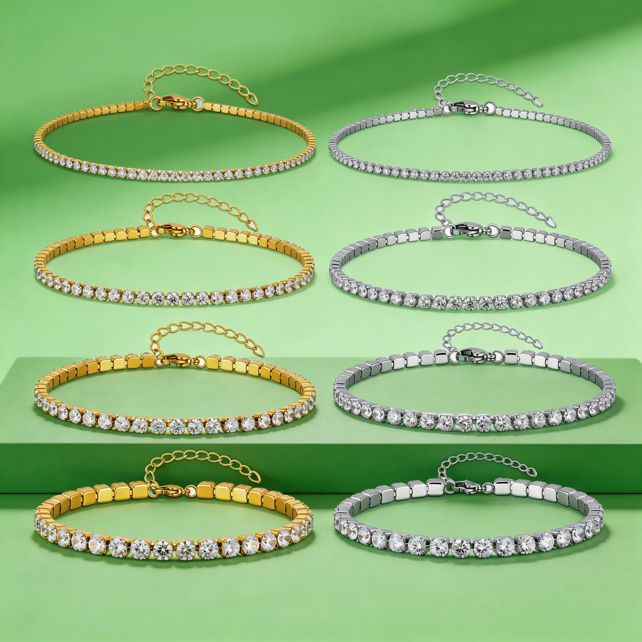 Jc Jewelry & Watches Photos - Gelang Kaki Rantai Zirkon Mewah 2/3/4/5MM