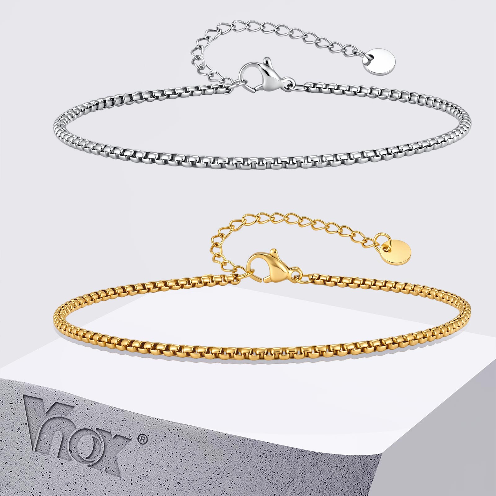 Vnox Gelang Kaki Rantai Kotak  - Jc Jewelry & Watches Photos ulasan dan harga