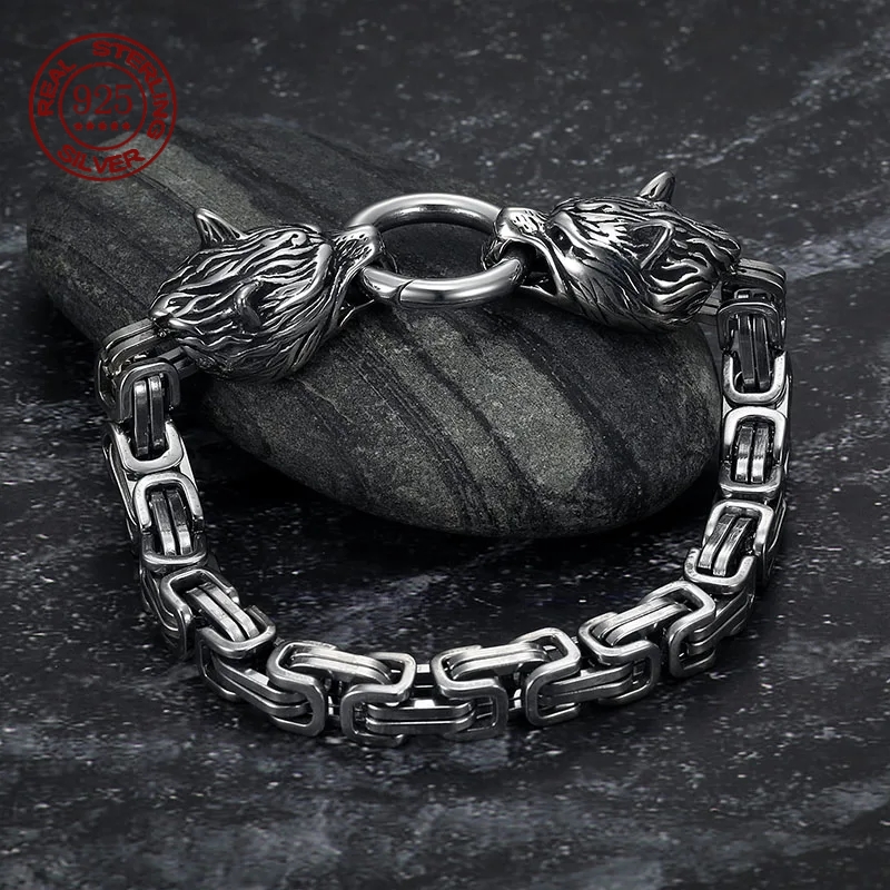 S925 Perak Murni Gelang Kepala - Wolf Jewelry & Watches Tampa ulasan dan harga