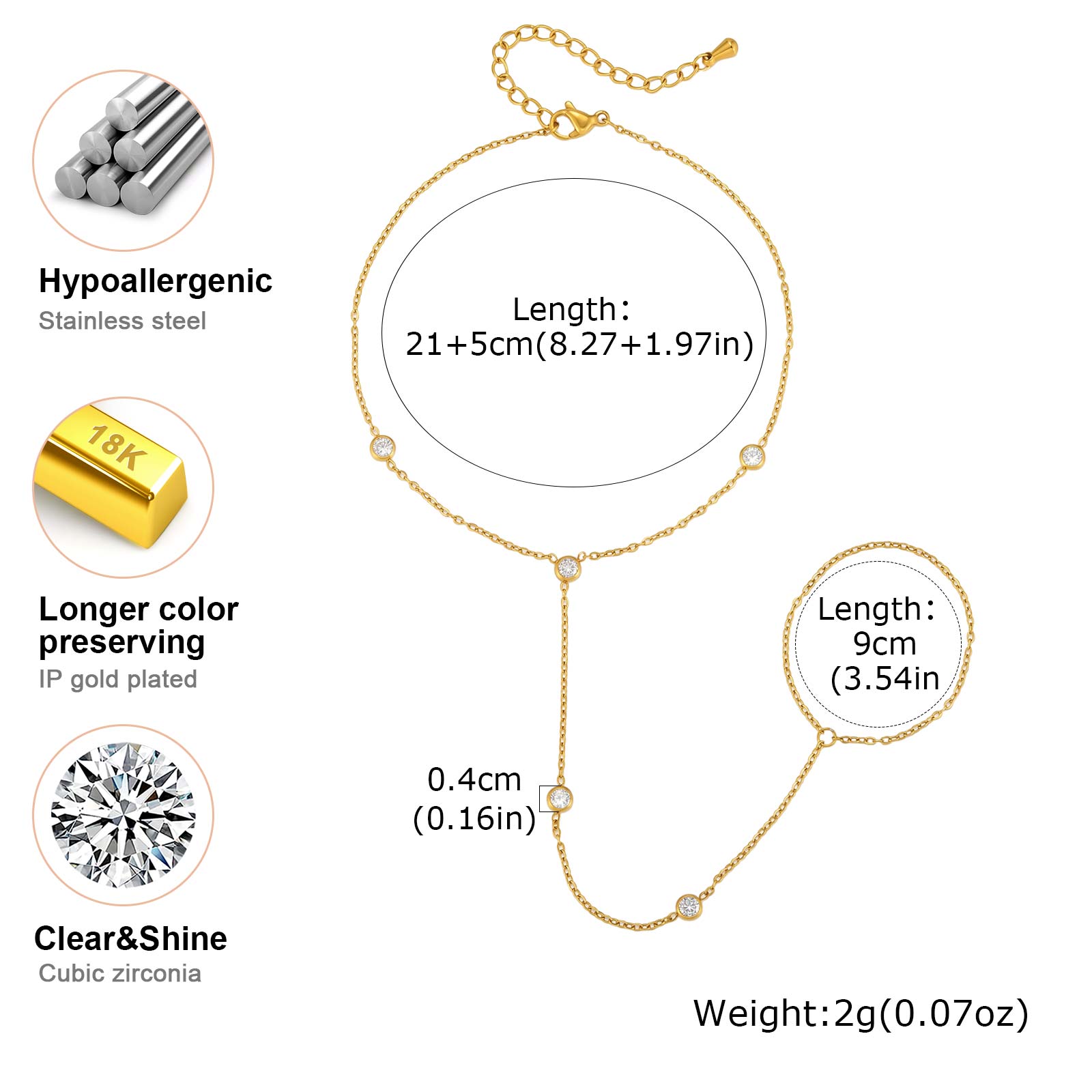 Gelang Kaki Stainless Steel CZ - Jc Jewelry & Watches Photos ulasan dan harga